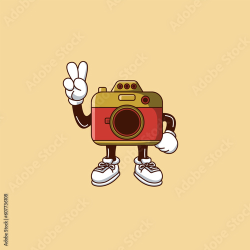 cute camera character vector logo