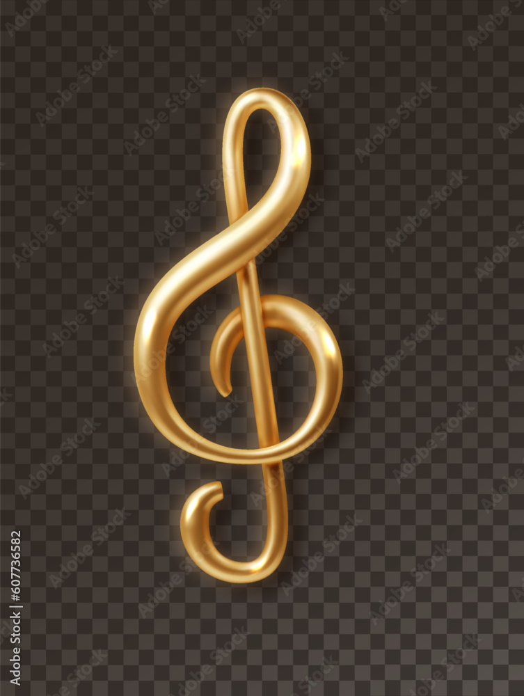 Gold Treble clef vector icon isolated on dark background. Realistic vector 3d. Gold Treble clef vector icon isolated on dark background. Realistic vector 3d.