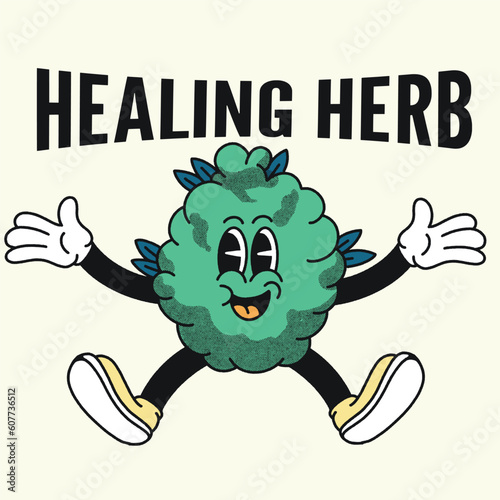 Healing Herb With Weed Groovy Character design