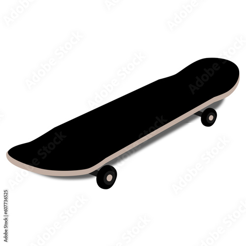 black skateboard on white background