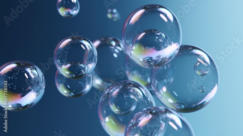 3d render  abstract background with translucent soap bubbles  wallpaper with glass balls  Generative AI
