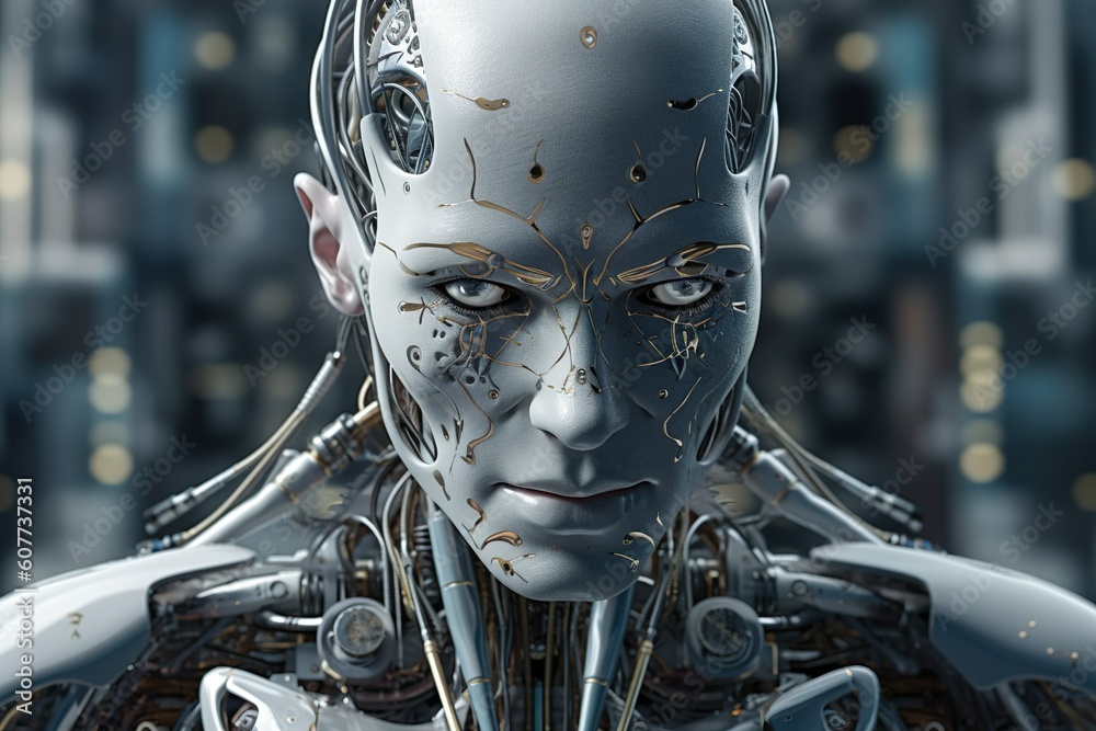 Android robot head Generative AI Android robot head Generative AI