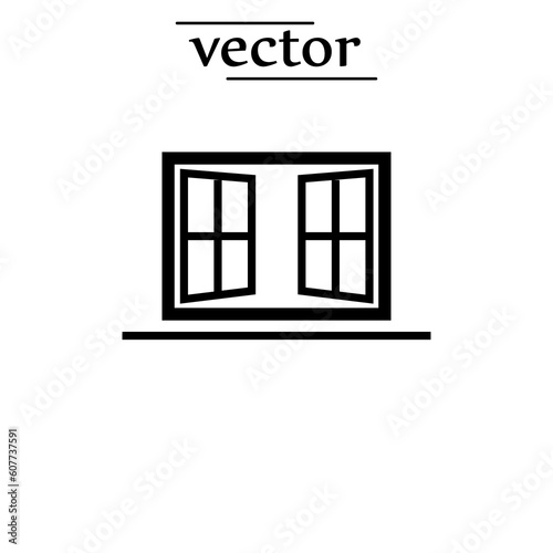 open window vector icon illustration on white background..eps