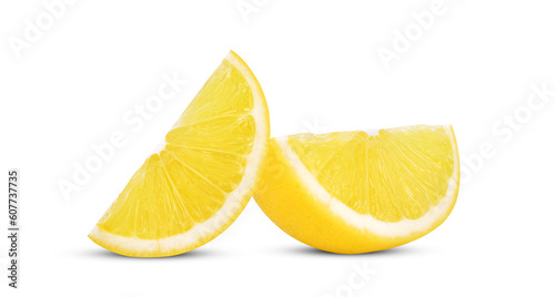Slices of lemon fruit isolated on transparent background. PNG