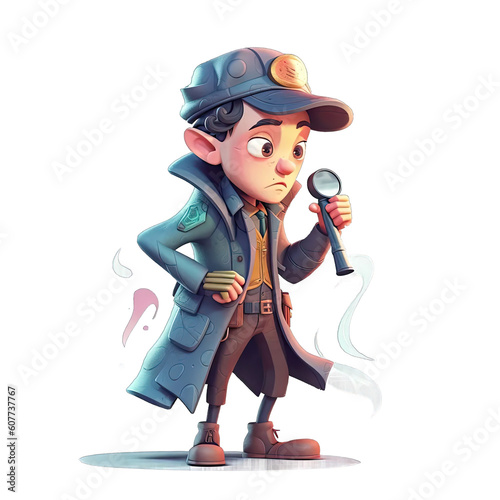 Clever detective with trench coat with magnifying glass - Plasticine Illustration 2