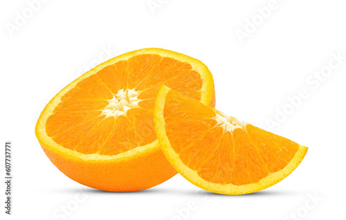 Slices of orange fruit isolated on transparent background. PNG