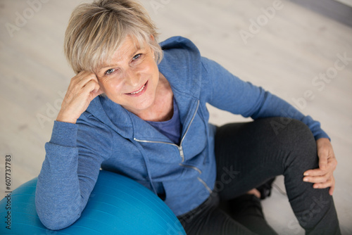 senior woman exercising at home