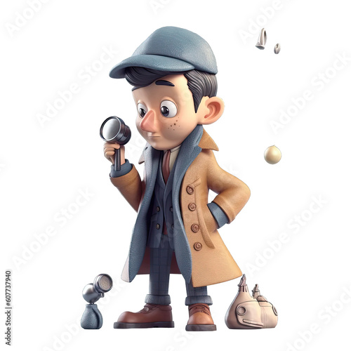 Clever detective with trench coat with magnifying glass - Plasticine Illustration 4
