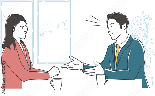 商談する男女のビジネスパーソン