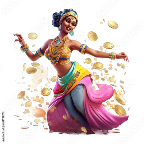 Exotic belly dancer with coin scarf with finger cymbals - Plasticine Illustration 3 photo