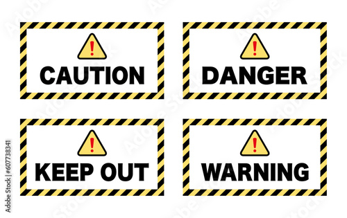 CAUTION / DANGER / WARNING / KEEP OUT：注意喚起の案内板セット（英語）