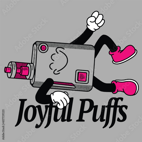 Joyful Puffs With Vape Groovy Character design