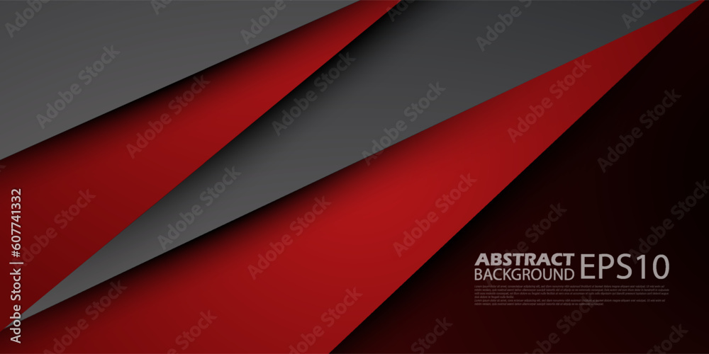 Futuristic abstract red and black. Triangle on dark color geometric design. Modern overlap papercut background vector illustration. Eps10 vector