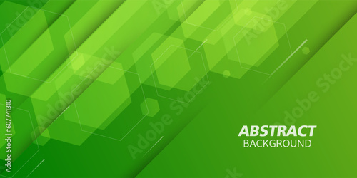 Bright green dynamic gradient abstract background. Hexagonal pattern shapes. Cool design. Eps10 vector