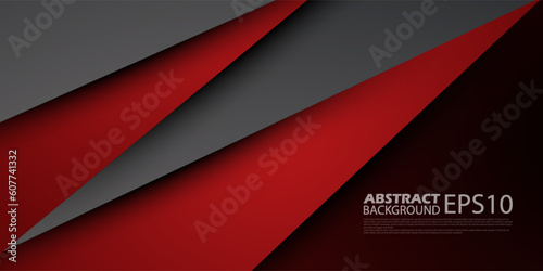 Futuristic abstract red and black. Triangle on dark color geometric design. Modern overlap papercut background vector illustration. Eps10 vector