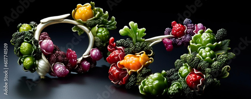 generative ai illustrtion of some different jewelry that looks like vegetables