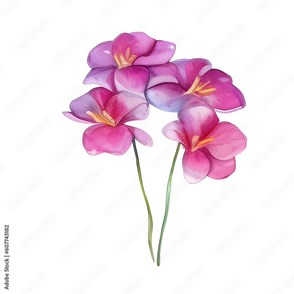 Obraz premium Exotic tropical flowers watercolor