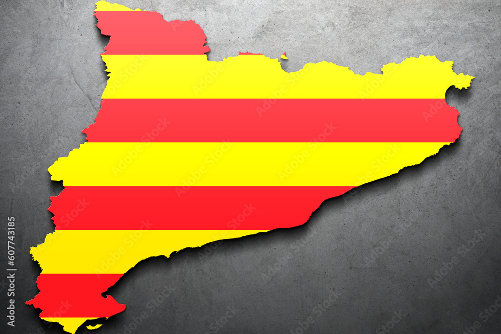 Obraz premium Bandera en Mapa de Cataluña