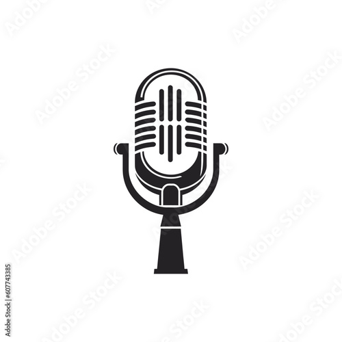 Retro microphone black. Logo on a white background. Vector illustration