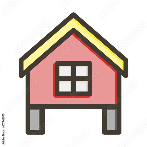 Chicken Coop Vector Thick Line Filled Colors Icon Design