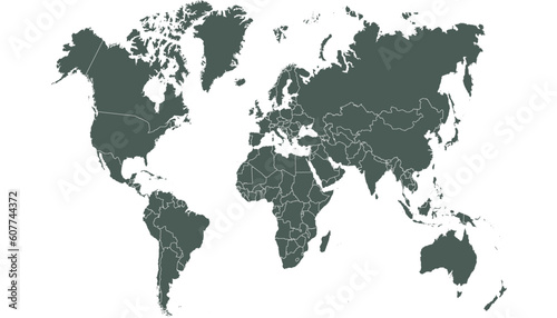 World map. Silhouette map. Color modern vector map.	