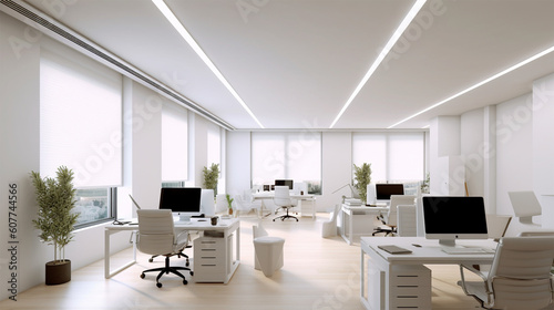 office interior design office interior with modern couches 3d rendered design  in the style of varying wood grains  light white and light gray  rationalist chic  minimalistic modern  contemporary