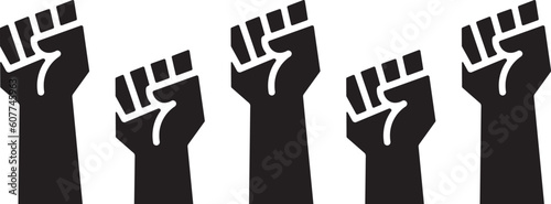 Rise Group Fist Silhouette Vector Illustration