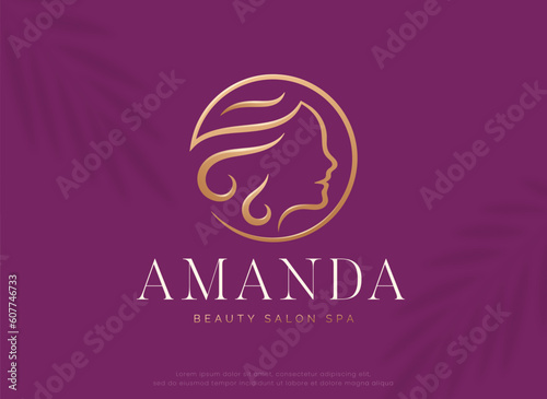 beauty salon hair and cosmetic logo design