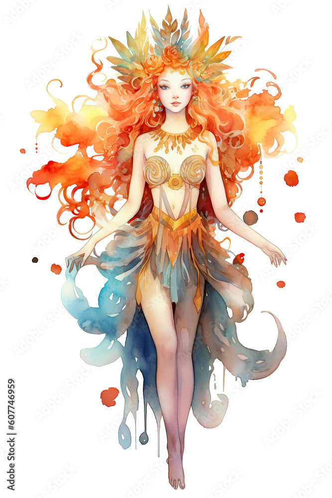 goddess watercolor clipart cute isolated on white background