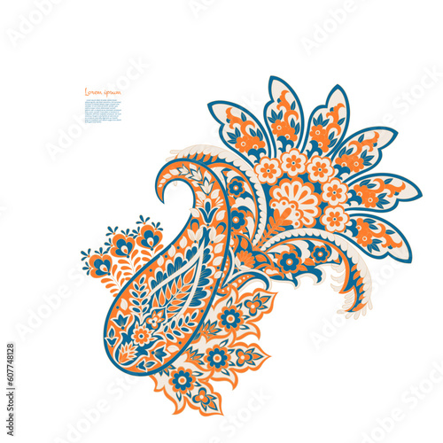 Floral Vector Isolated indian pattern with paisley