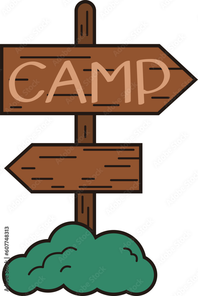 Campsite Wooden Signpost Camping Pointer Illustration Graphic Element Art Card Campsite Wooden Signpost Camping Pointer Illustration Graphic Element Art Card