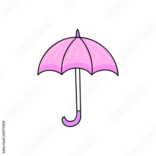 Pink umbrella. Vector Illustration for printing, backgrounds, covers and packaging. Image can be used for greeting cards, posters, stickers and textile. Isolated on white background.