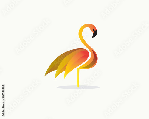 simple modern flamingo logo template illustration inspiration