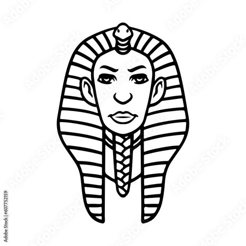 Pharaoh cleopatra, Egyptian woman hand drawn, female hand drawing doodle vector illustration black and white.