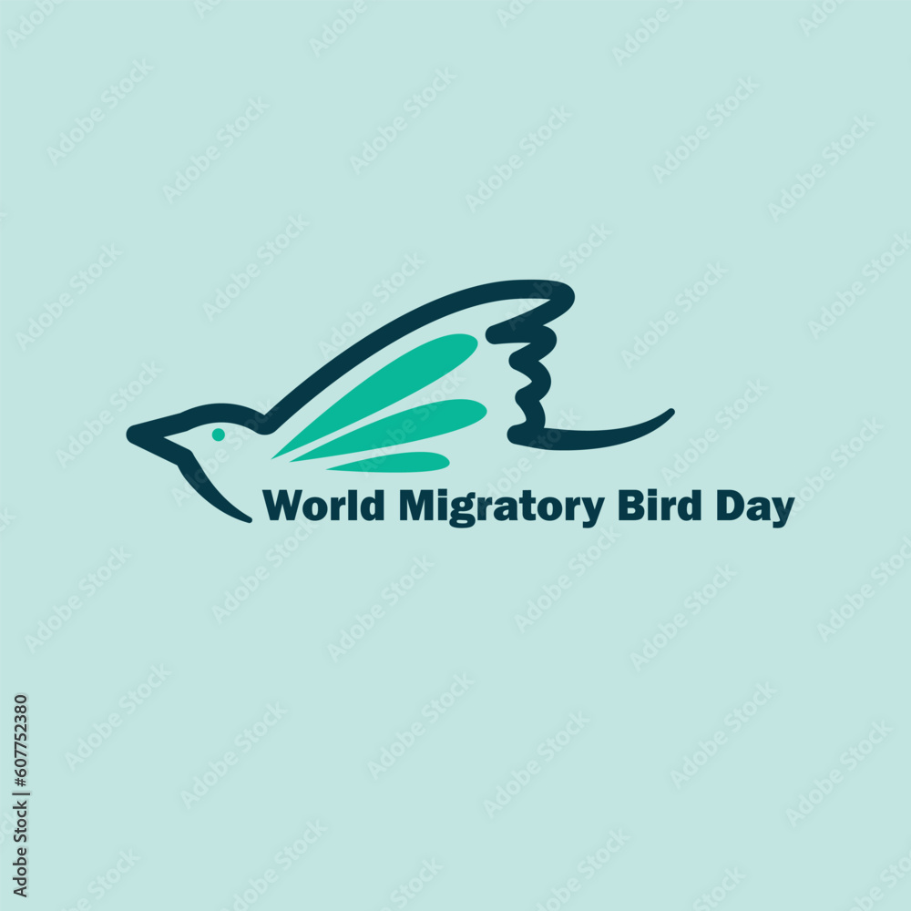 World migratory bird day with bird logo World migratory bird day with bird logo