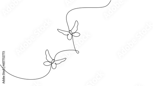 Couple of butterfly one continuous line drawing.