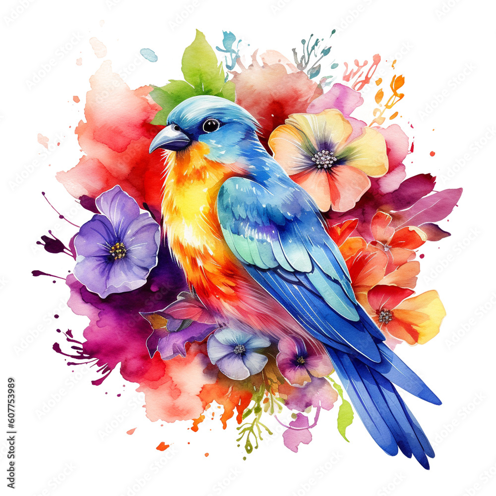 Fototapeta premium parrot on the branch ai generative
