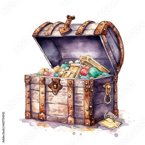 treasure chest with treasure ai generative
