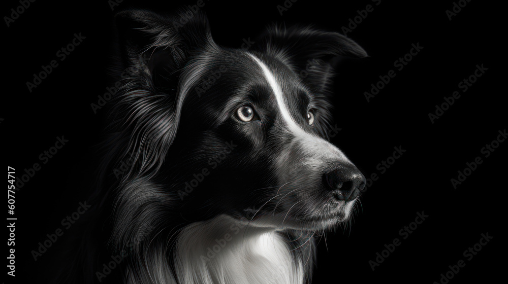 Border Collie, its striking coat marked by stark black and white patterns