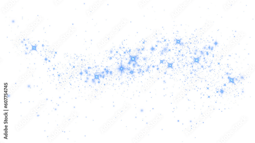 Blue glitter wave abstract illustration. Blue stars dust trail sparkling particles isolated on transparent background. Magic concept. PNG. Blue glitter wave abstract illustration. Blue stars dust trail sparkling particles isolated on transparent background. Magic concept. PNG.