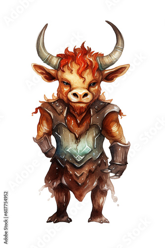 Minotaur watercolor clipart cute isolated on white background © LightoLife
