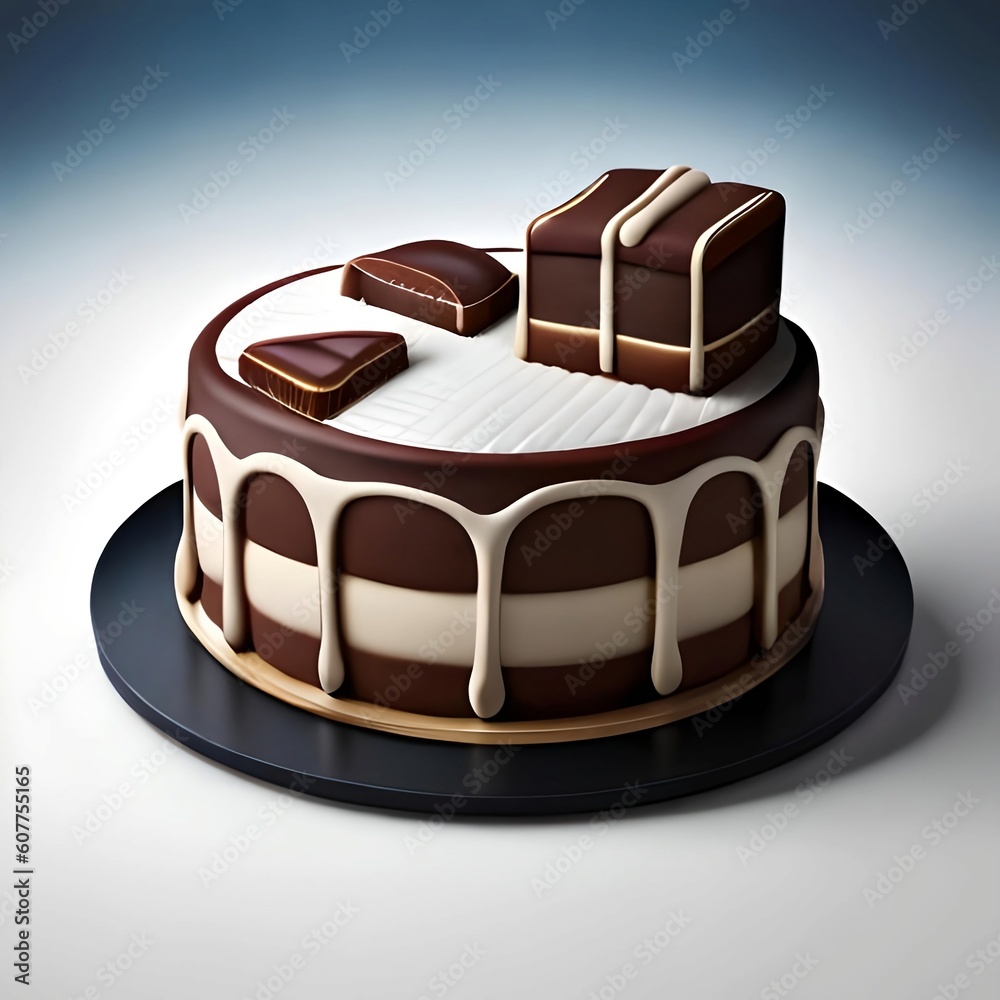 chocolate cake isolated on white