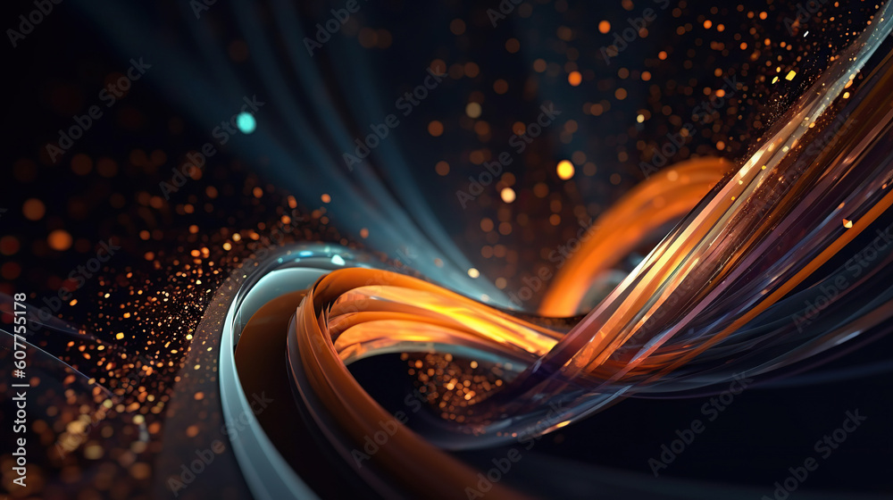 Modern digital abstract 3D background. Can be used in the description of network abilities, technological processes, digital storages, science, education, etc. Copy space. Based on Generative AI