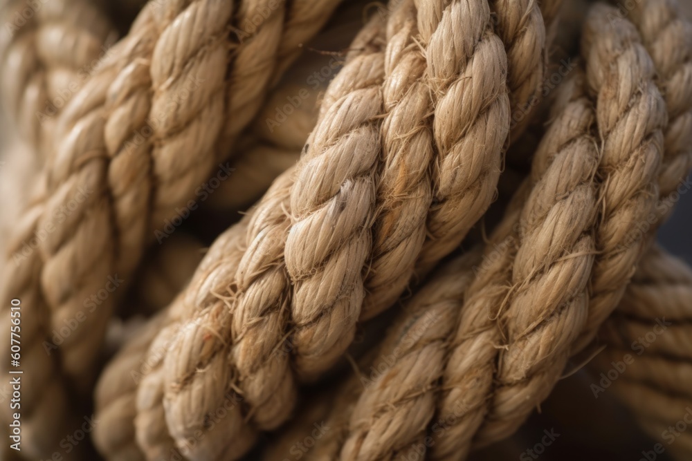 close-up of rope with intricate knots and braids, created with generative ai close-up of rope with intricate knots and braids, created with generative ai