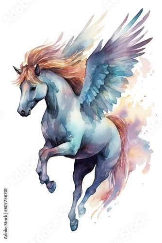pegasus watercolor clipart cute isolated on white background