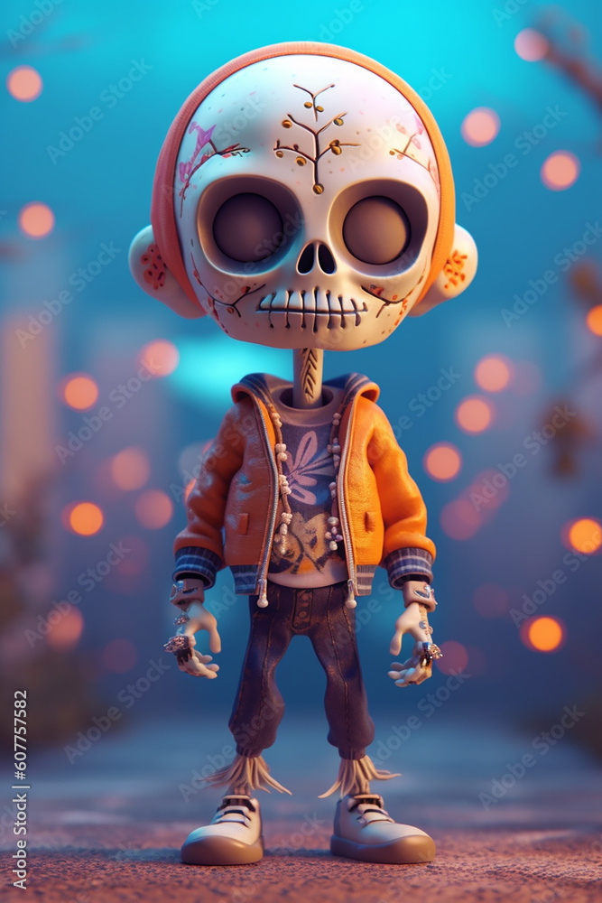Comic 3D skull character. Generative ai Comic 3D skull character. Generative ai