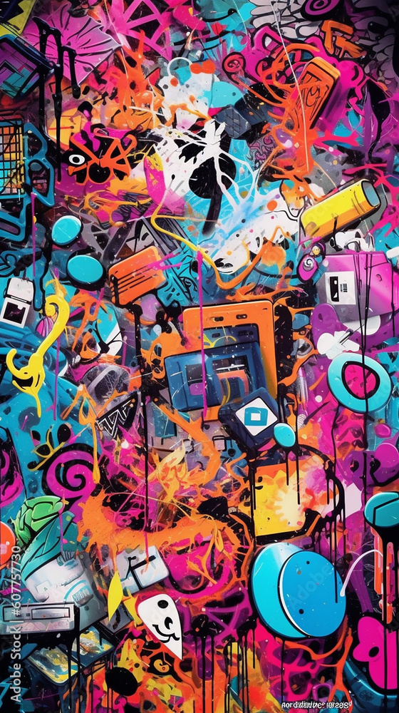Obraz premium Chaotic street art graffiti background
