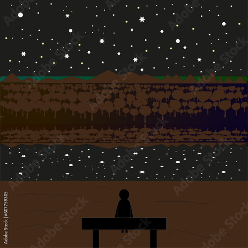 ALONE AT THE LAKE ILLUSTRATION