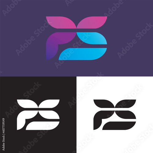 letter ps technology logo design vector
