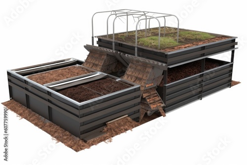 composting system with double-layer of carbon and nitrogen rich materials for optimal decomposition, created with generative ai